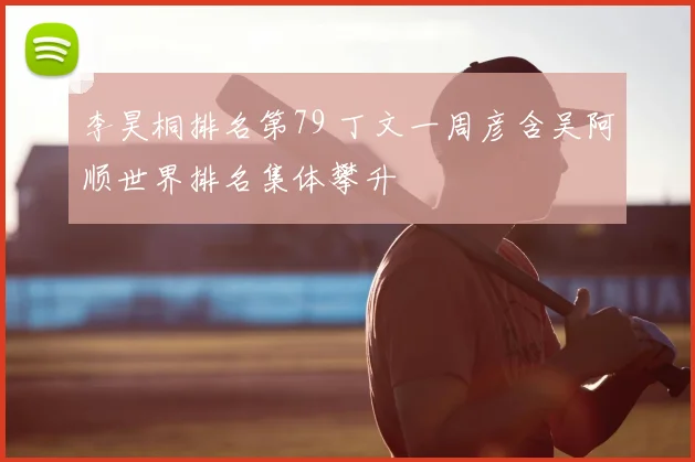 李昊桐排名第79 丁文一周彦含吴阿顺世界排名集体攀升